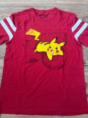 Pokemon Red Tee with Bright Yellow Pikachu Graphic